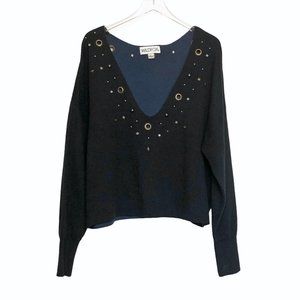 Wildfox | Cline Embellished Grommet Crop Sweater